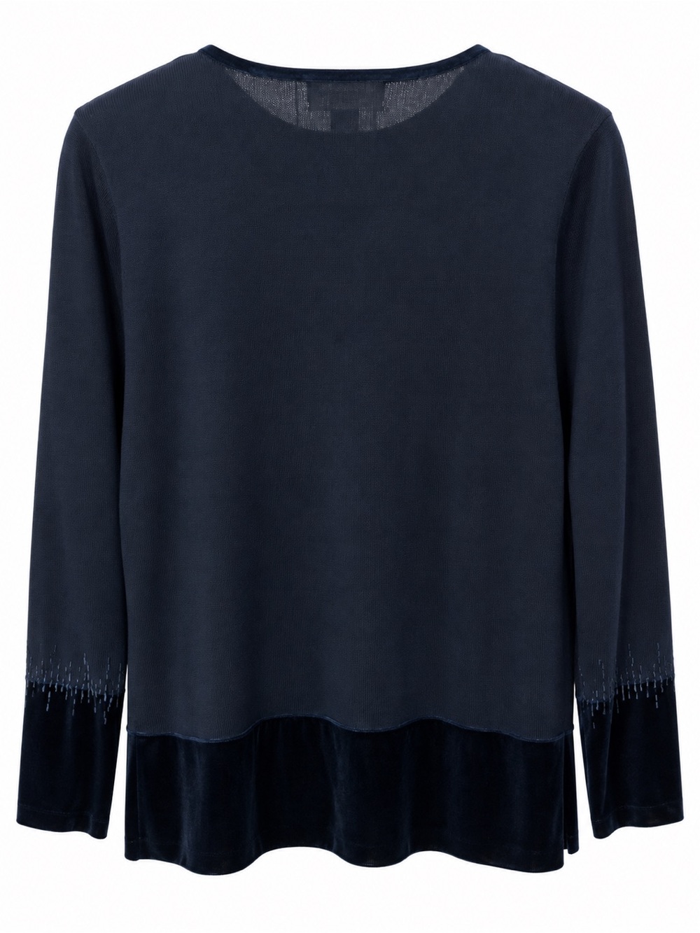 Alfred Dunner Navy Blue Embellished Long-Sleeve Dress Top Velvet Trim Size 6 - Picture 2 of 2